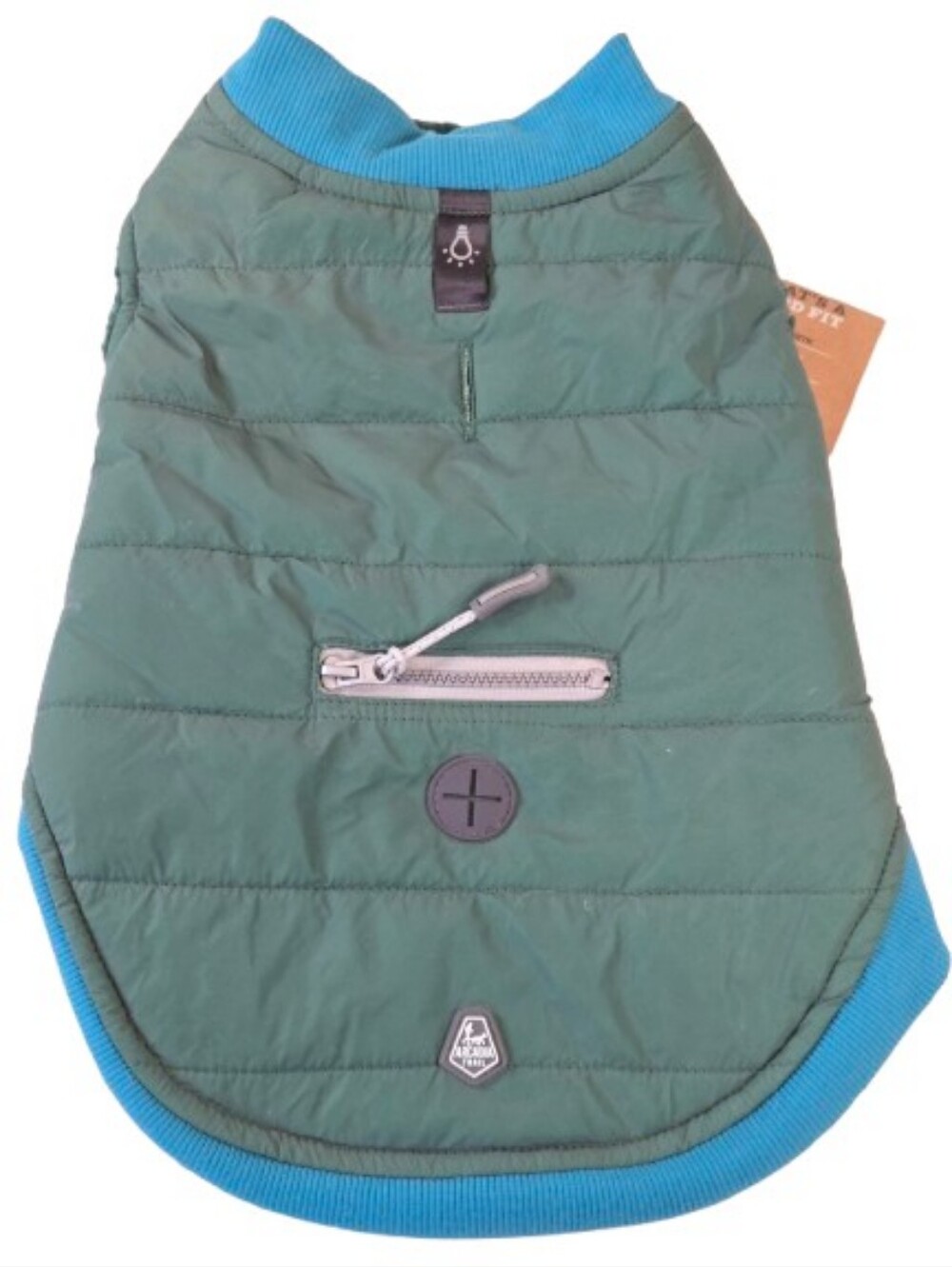 NWT Arcadia Trail Ultra Reflective Puffer Dog Coat Jacket Green Blue Size Small